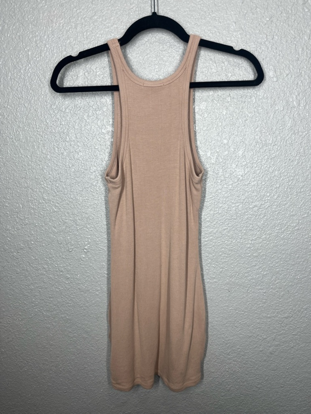 LNA Alissar Tan Biege Racerback Mini Dress Fine Ribbed Size Small Bodycon Fitted - Picture 3 of 5